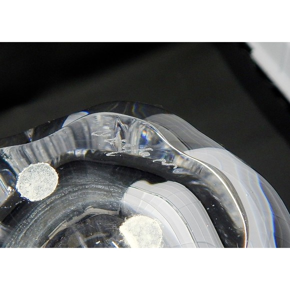 Orrefors Crystal Finger Swung Bud Vase Tulip Ribbed Melon Bulbous Signed - Picture 9 of 12